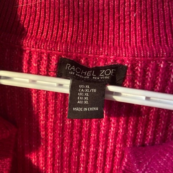 Pink Cable Knit Collared V-Neck Sweater (XL) - Picture 9 of 11